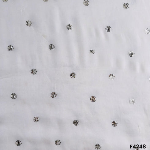 Dyeable Thread Sequins Cotton Silk Fabric- F4248